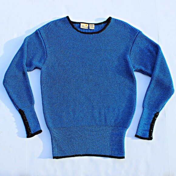 Vintage Blue Metallic Liz Claiborne Pullover Sweater in Size P (Petite) - Picture 9 of 9